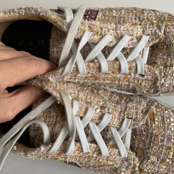 Zara Trafaluc Banana Sequin Tweed Sneakers - Picture 15 of 16
